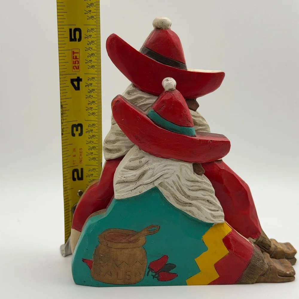 Reversible Southwestern Santa Figurines Desert & Christmas Holiday‎ Decor Set 2